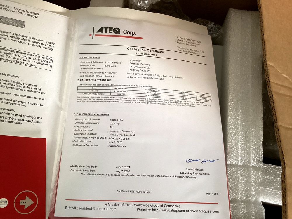 ATEQ F620 Leak Detector