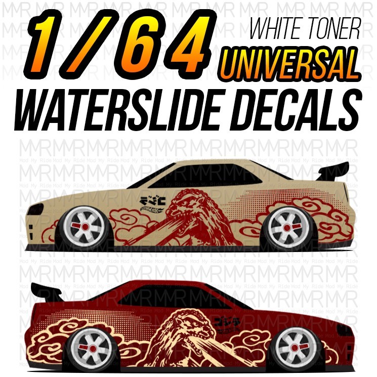 1/64 Scale GODZILLA R34 Custom White Toner Universal WaterSlide Decals for Hot