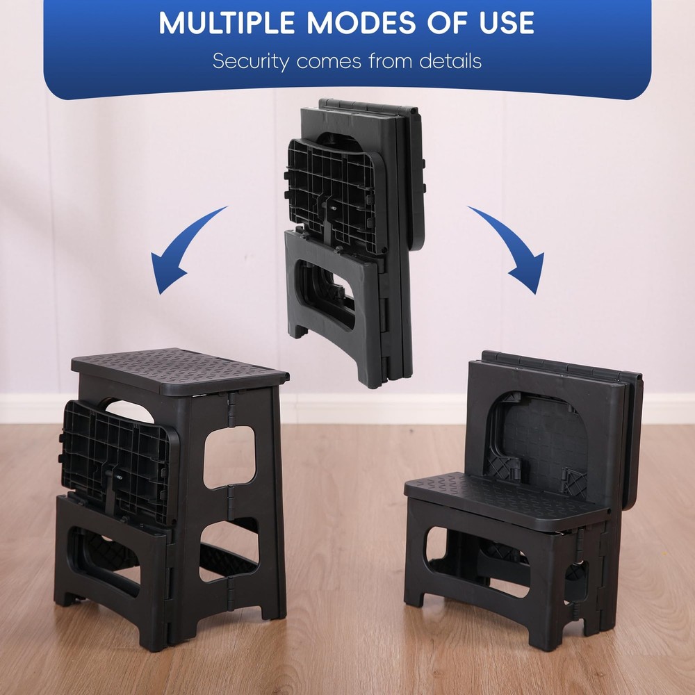 2-Step Folding Stool for Adults, Non-Slip Foldable Stool for Home, Office, Ga...
