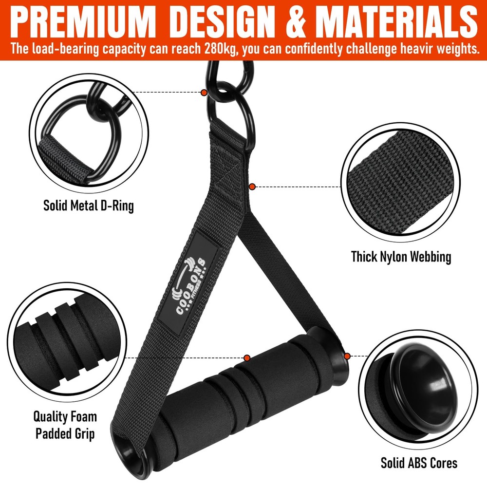 Heavy Duty Exercise Handles, Gym Cable Handles for Cable Machine Attachments