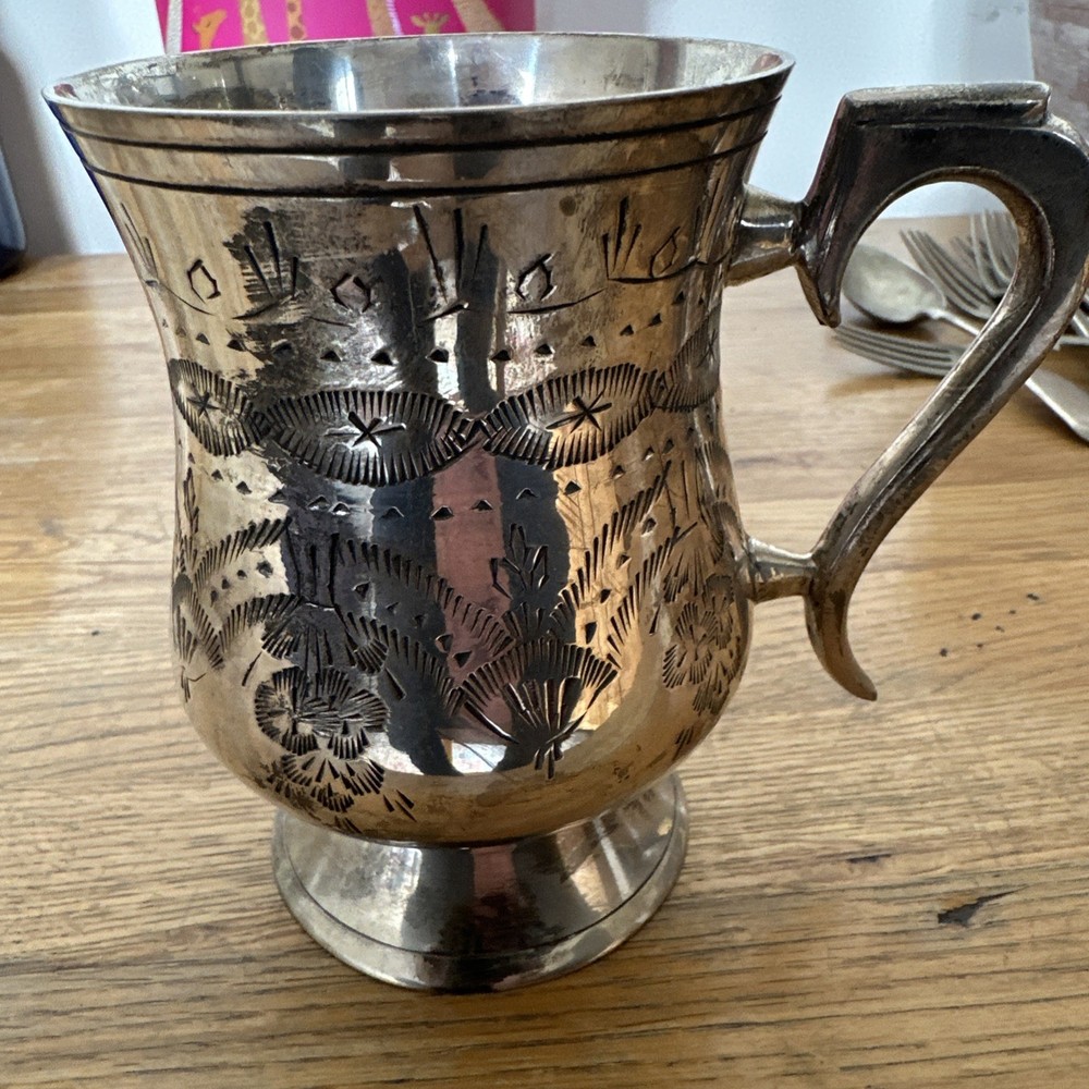 Antique Silver plated Tankard 3/4 Pint