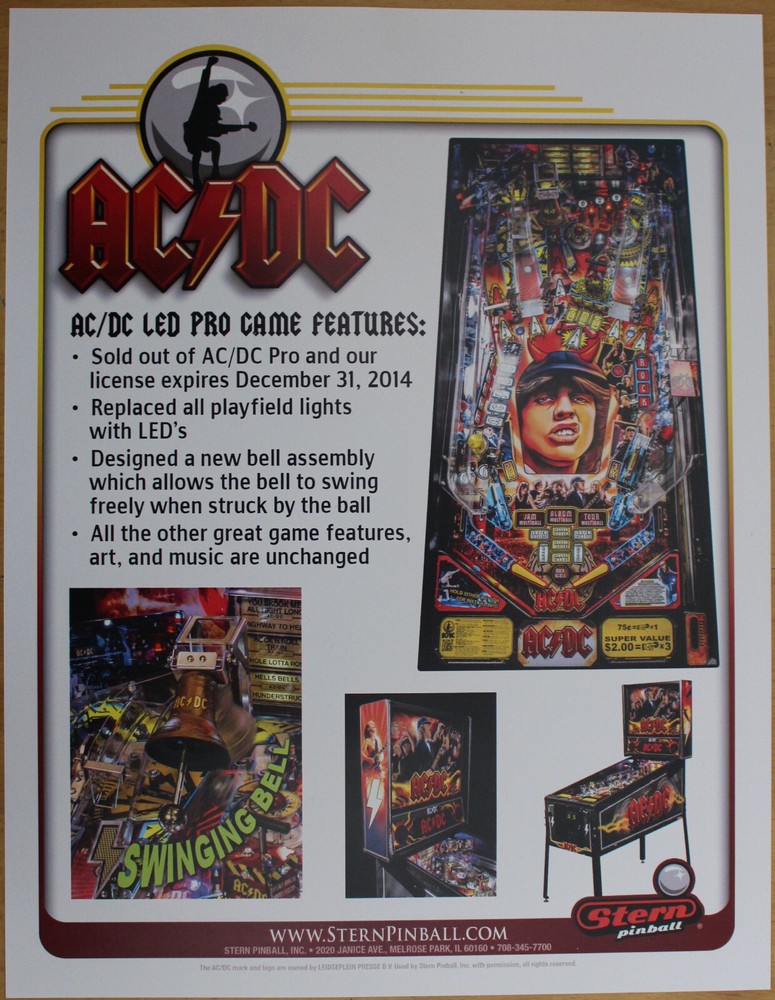 AC/DC LED PRO Stern Pinball flyer