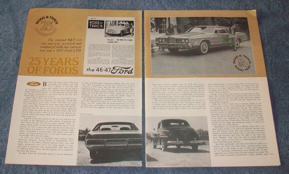 1947 Ford & 1972 LTD Vintage Road Test Comparison Article