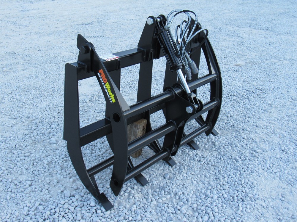48" Root Rake Clam Grapple and 42" Long Pallet Forks Attachment ComboQuickAttach