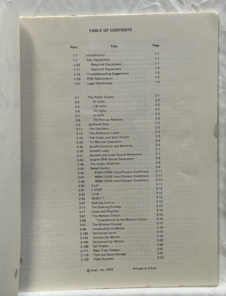 ORIGINAL-ATARI-GRAN TRAK 10 & TRAK 10-SERVICE INFORMATION