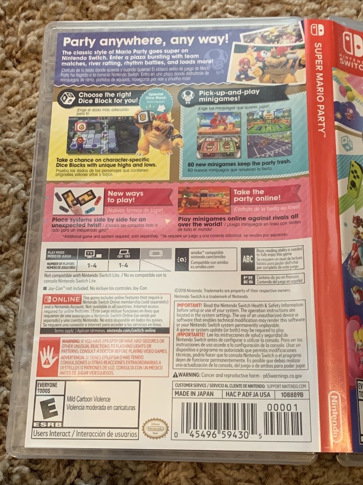 Empty Replacement Case & Artwork ONLY! Super Mario Party - Nintendo Switch