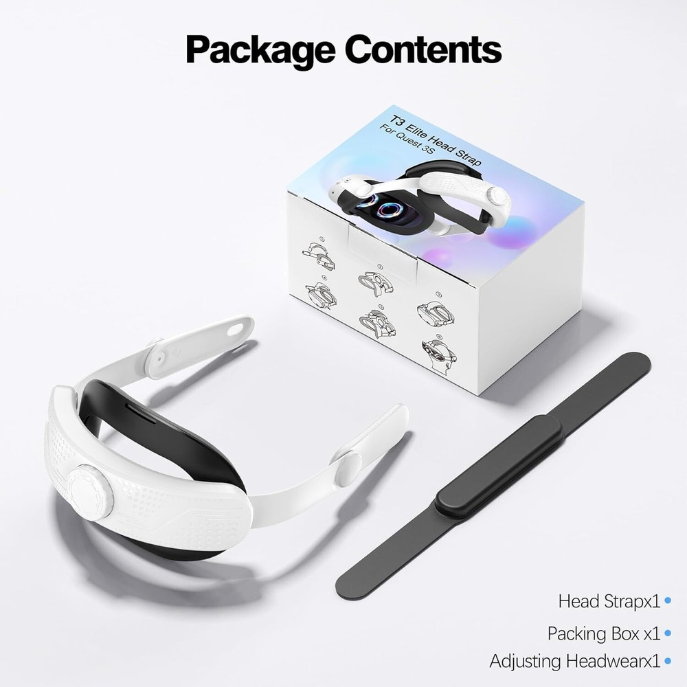 Head Strap for Meta Quest 3S Adjustable T3 Elite HeadStrap Replacement Q3S White