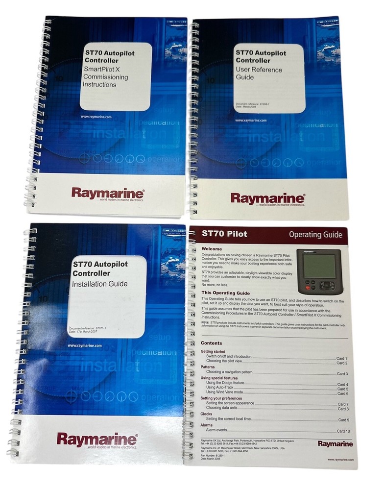 Raymarine ST70 Autopilot - Reference Guide - Installation - Operators - Manuals