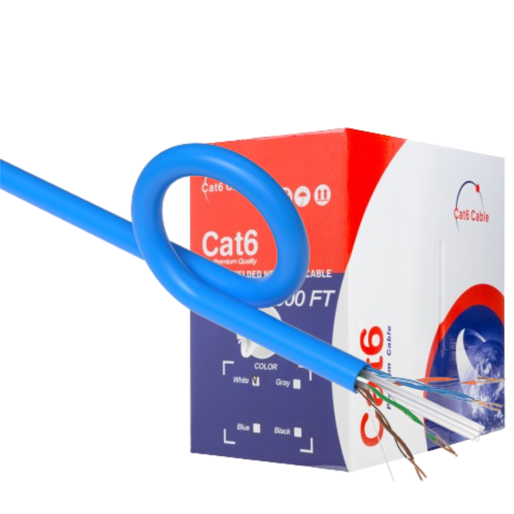 CAT6 500FT Cable CCA UTP Unshielded Solid 23AWG Ethernet LAN Network RJ45 BLUE