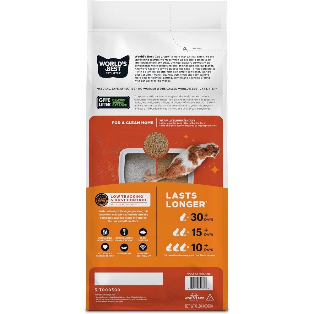 Low Dust Clumping Cat Litter Natural Ingredients Multi-Cat Unscented Quick