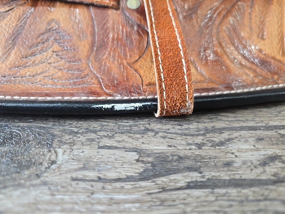 Vintage Leather Adjustable Gun Case With Bear