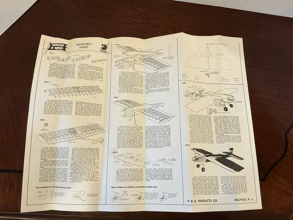 Vintage Circus King Control Line Model Assembly Instructions