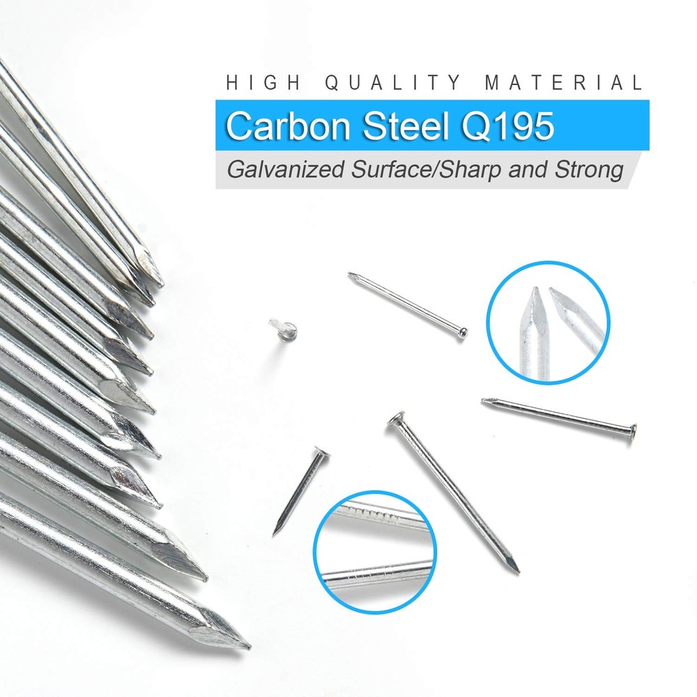 376pcs Premium Hardware Nails Assortment Kit, Maximum One Size, silver/gray
