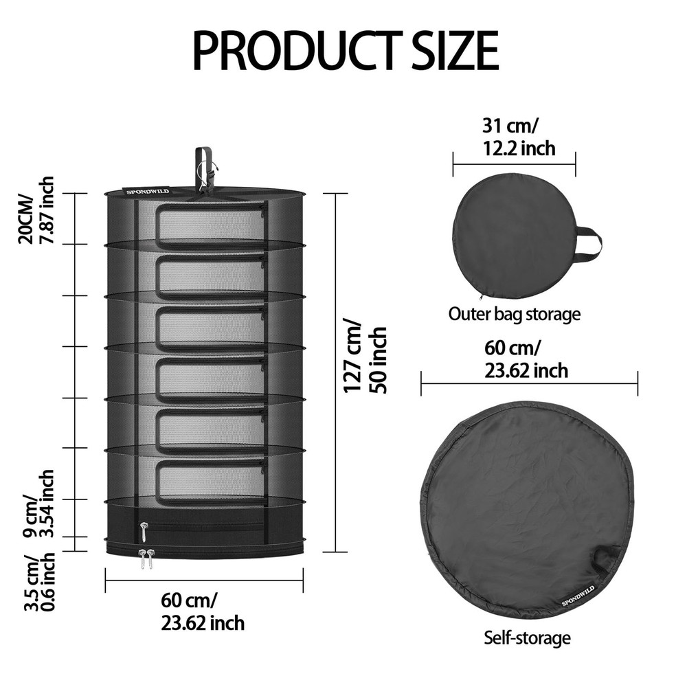 Herb Drying Rack Hanging Mesh, Large 7 Layer Plant Drying Rack with Door Type...