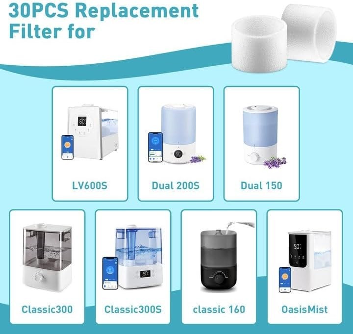 Cost-Effective 30-Pack LEVOIT Humidifier Filters - Eco-Friendly and Efficient