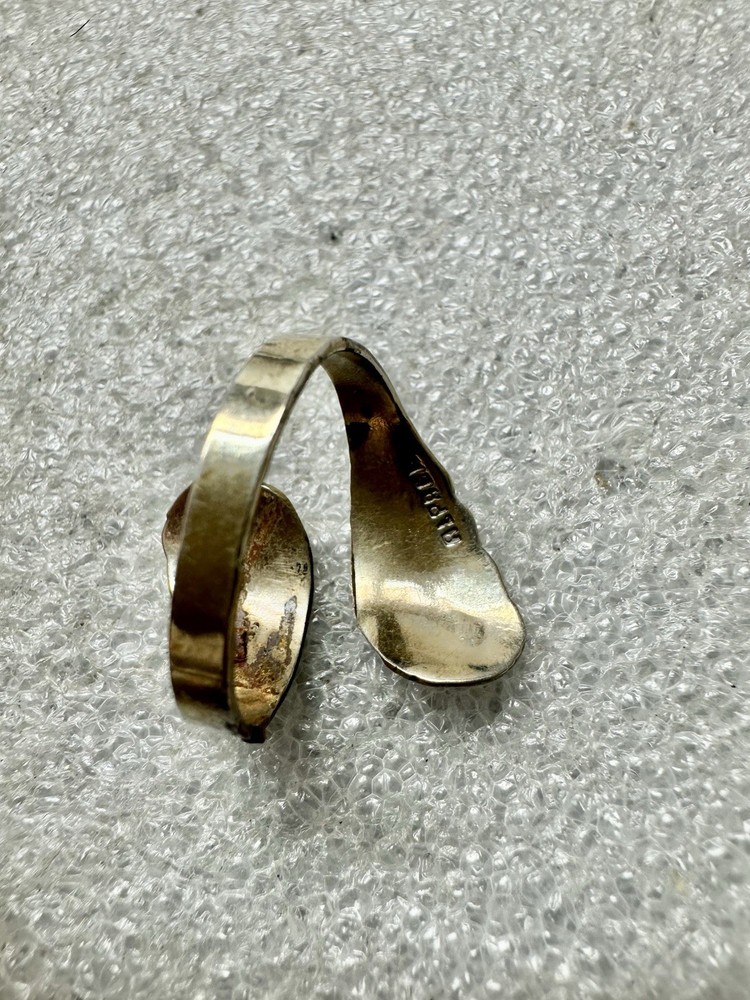 Vtg Silver ALPACA Mexico Turtle Fetish Adjustable Bypass Ring