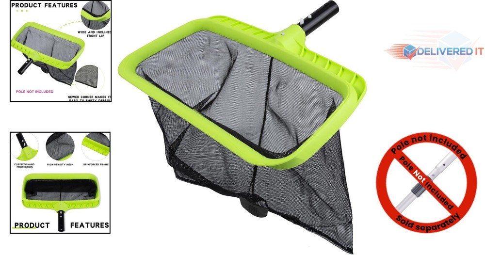 Swimming Pool Leaf Skimmer Net Reinforced Frame Deep Rake Pool Cleaning Tool