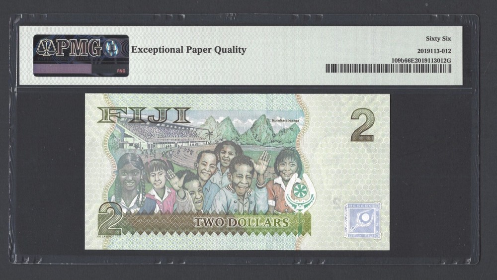 Fiji 2 Dollars ND(2012) P109b Uncirculated Grade 66