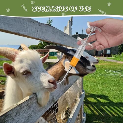 2 pcs Reusable Goats Syringe for Goat, 2 Drench Nozzle Adjustable Dosage ( 20ML)