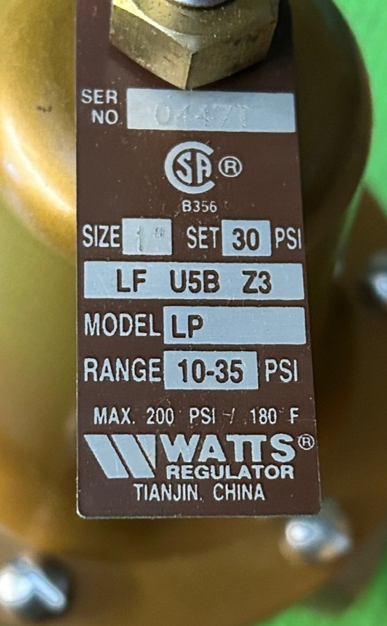 Watts Water Pressure Reducing Valve - Threaded 1LFU5B-LP-Z3