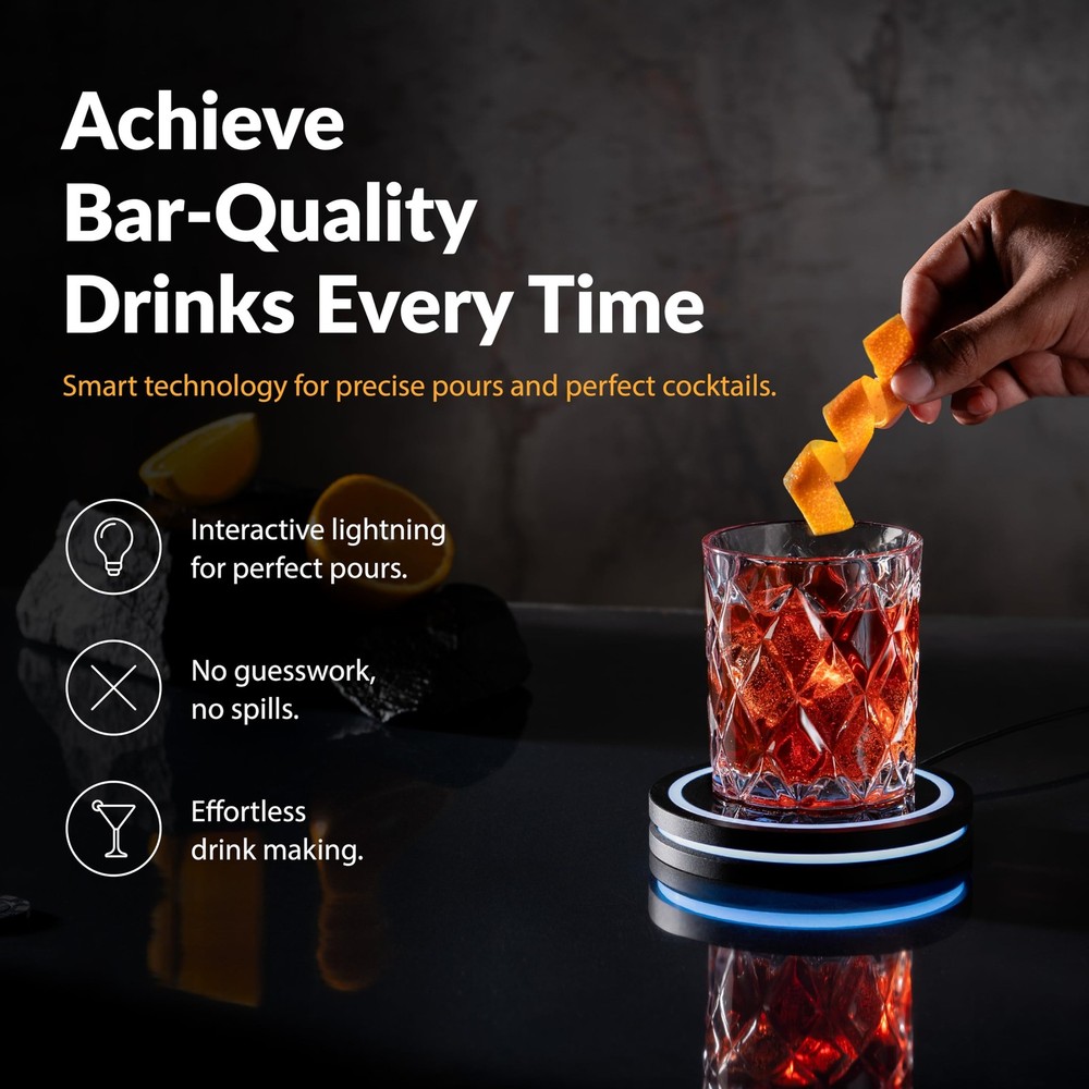 Smart Coaster 2.0 (Black) – Portable Cocktail Maker & Matte Black