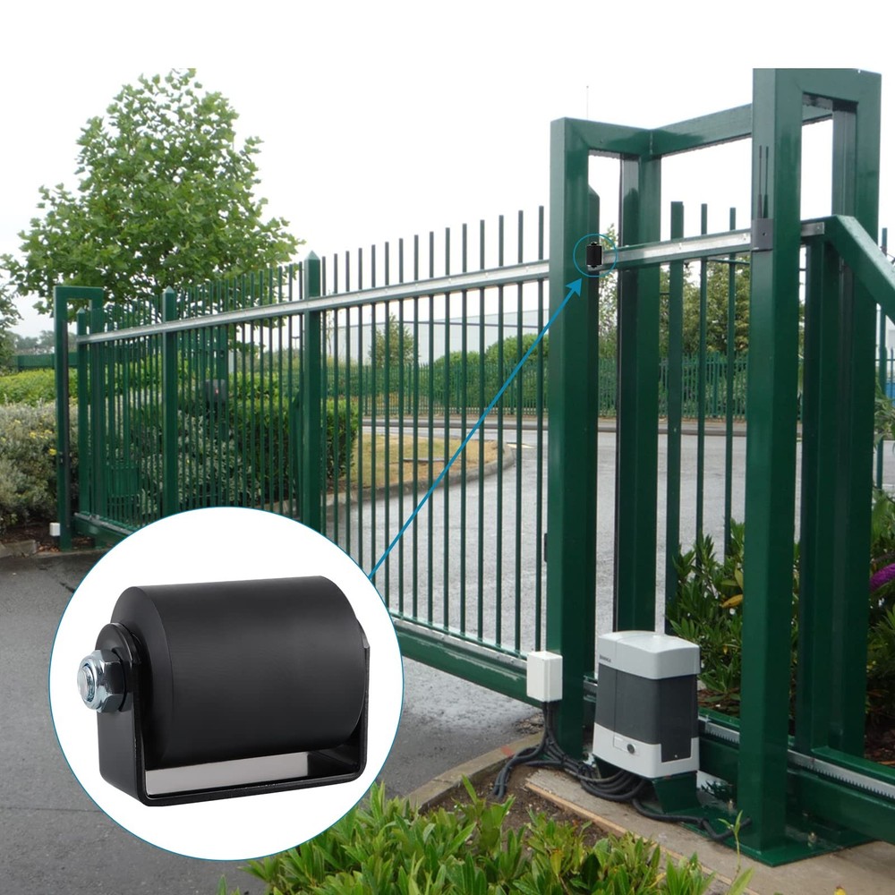 2-Pack 3in Nylon Sliding Gate Roller with C-Bracket Gate Guide Assembly