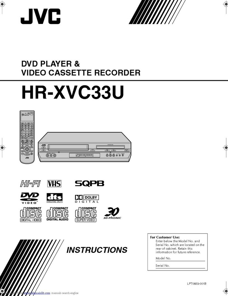 JVC HR-XVC33U VCR Owners Manual