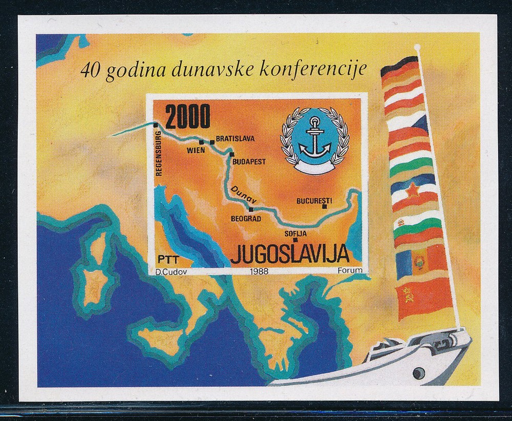 Yugoslavia - MNH Sheet Danube Conference (1988)