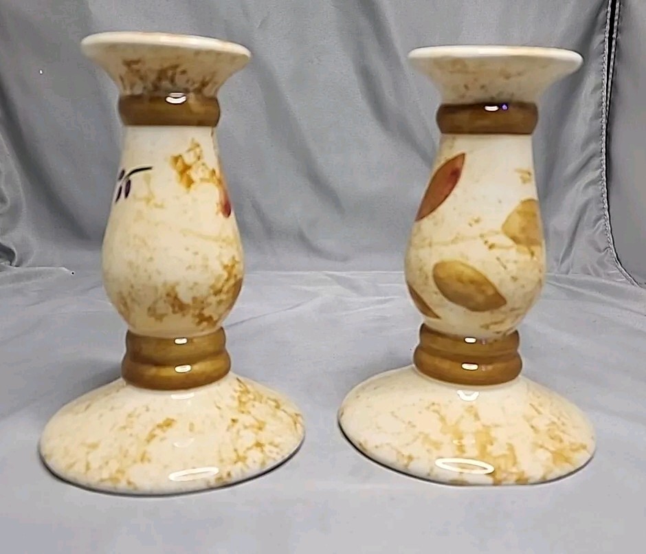 Autumn Fall Candlestick Holders Leaves Ceramic Asia Master Group