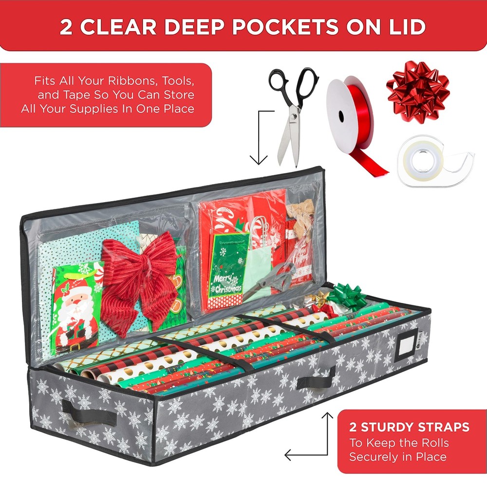 Premium Wrapping Paper Storage Container - Durable 600D Tear-Proof, Fits 27 R...