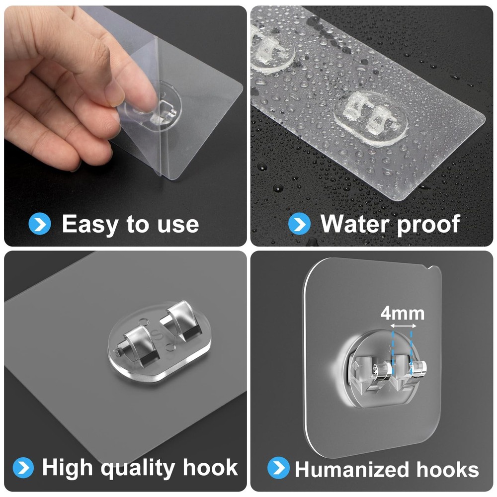 14 Pack Shower Caddy Adhesive Replacement, Strong Adhesive Hooks, Waterproof ...
