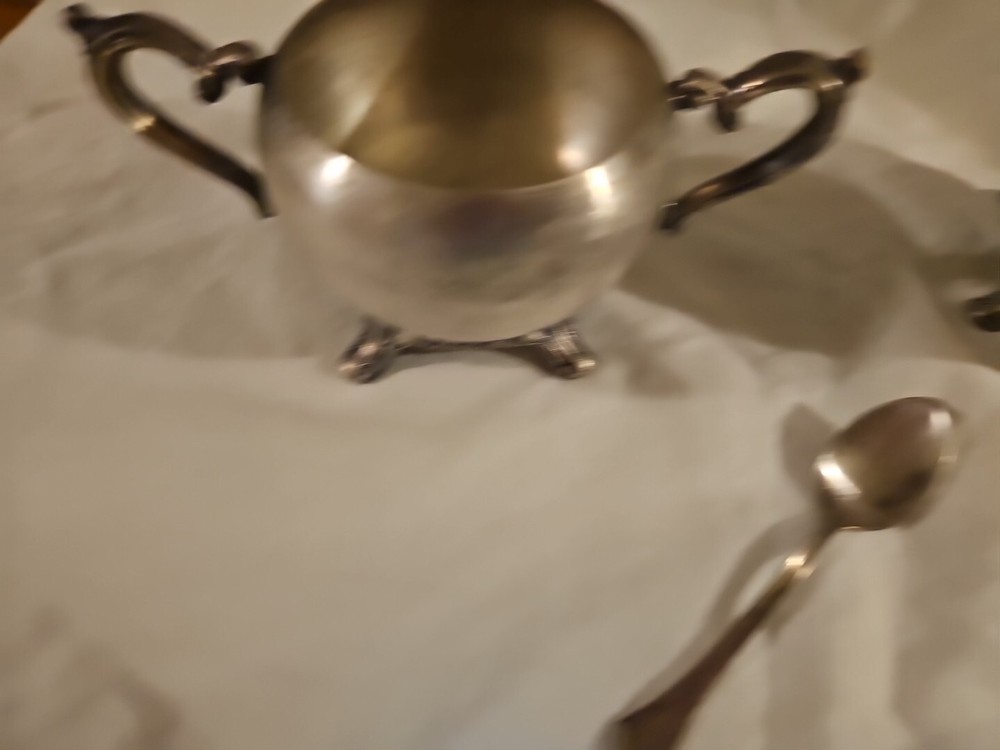 Silver Sugar & Creamer Pot W/ Spoon