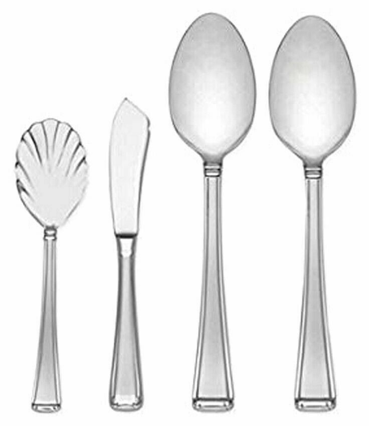 Gorham Column Frosted Serving Set 4PC Flatware Hostess 18/10 Stainless Steel NEW