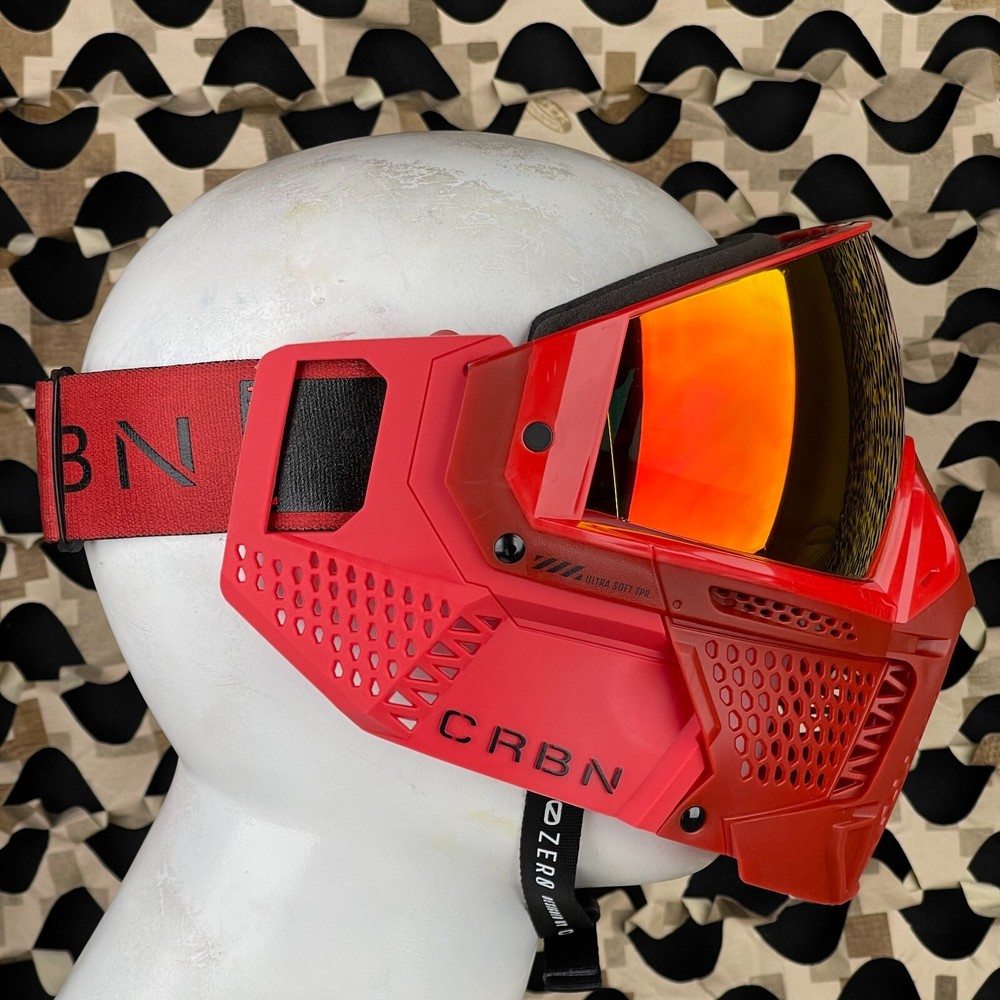 NEW Carbon CRBN Zero Pro Paintball Mask (More Coverage) - Cardinal - Red Mirror