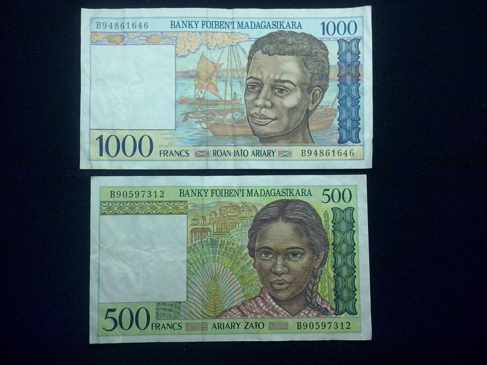 Madagascar  500 and 1000 francs
