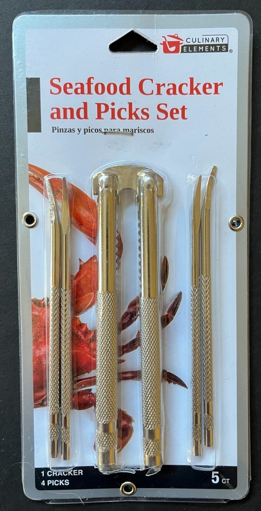 Culinary Elements 5 Piece Seafood Shell Cracker and Picks Set NEW