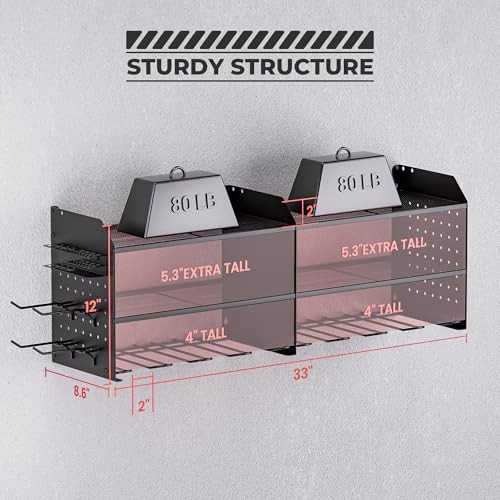 2-in-1 Power Tool Organizer Wall Mount, 3-Layer Drill 3 Layer-(2-IN-1) Black