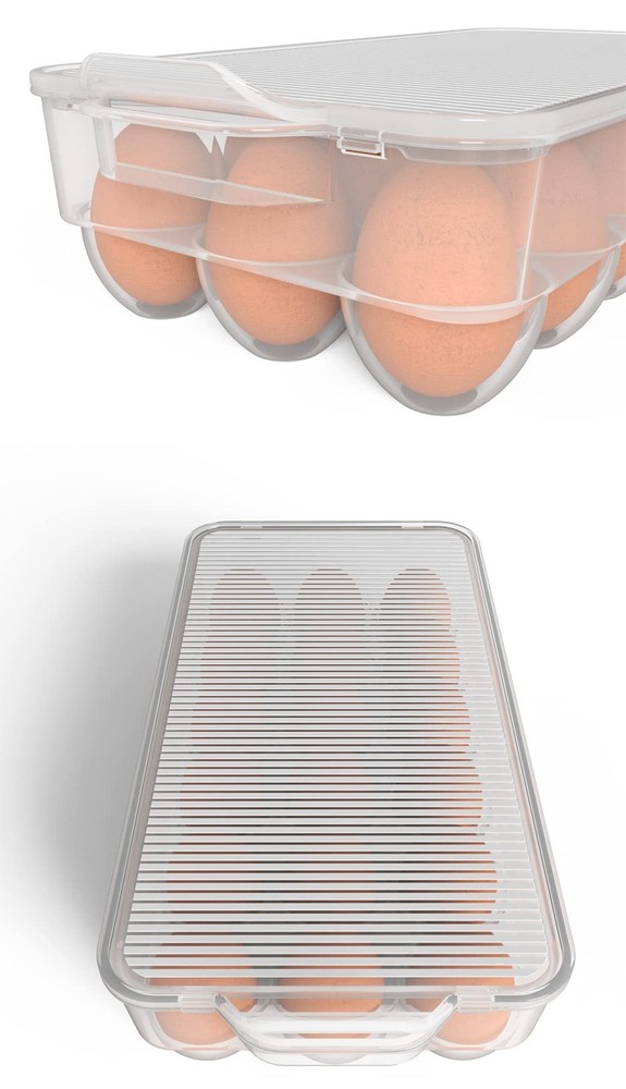 Clear Covered Egg Holder 3-Pack, Plastic Storage for