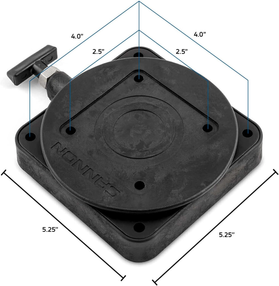 2207003 Low-Profile Swivel Downrigger Mounting Base, Black Composite