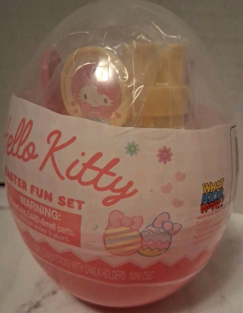 Hello Kitty Easter Egg Fun Set Bubbles Chalk Mini Disc New Unopened