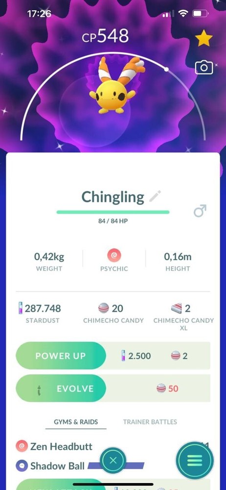 Shiny Chingling   |  P T C 80K Stardust
