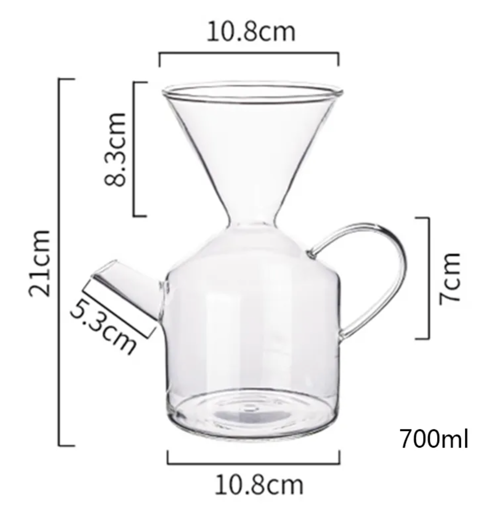 Pink Pour Over Coffee Maker - Borosilicate Mouth Blown Glass w/ Handle