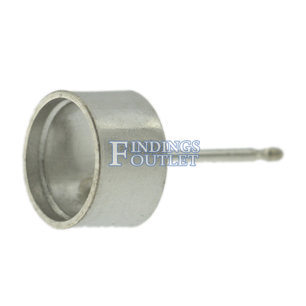 14k White Gold Round Bezel Stud Earring Mounting Setting Push Back Post USA