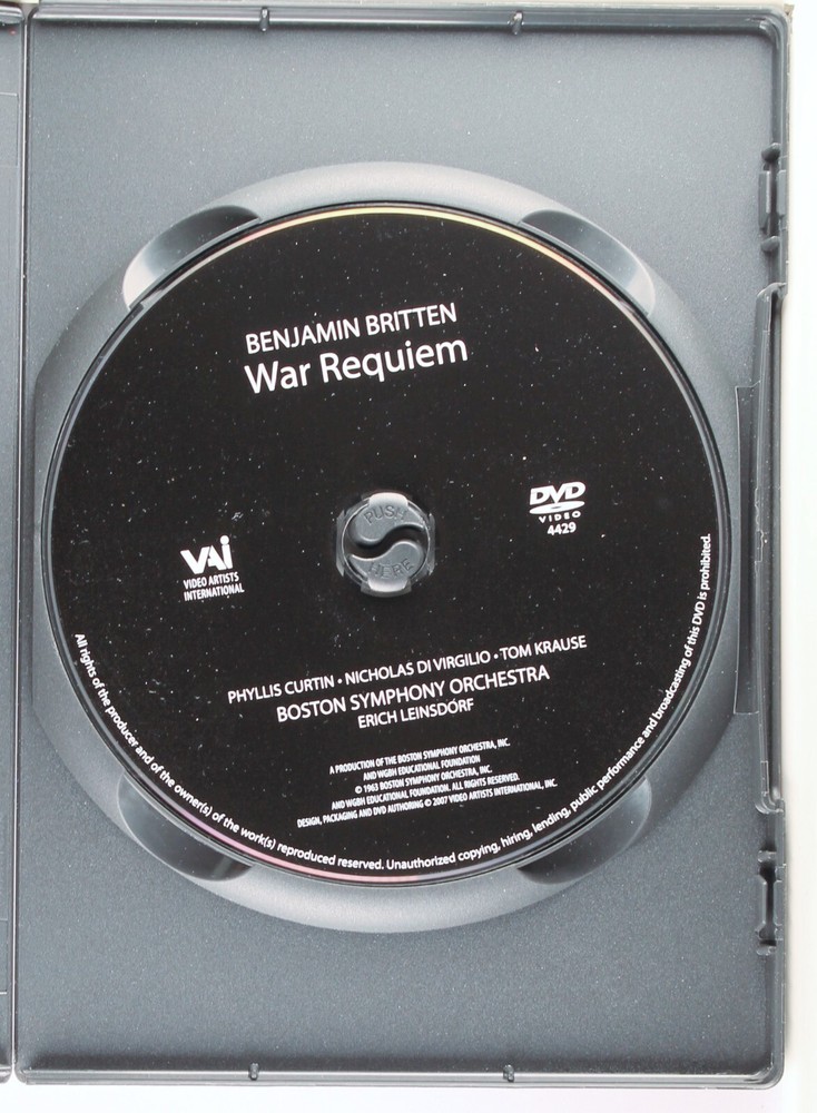 Britten: War Requiem - Erich Leinsdorf (DVD, 2007)