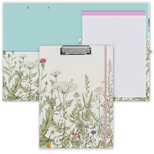 Clipboard Folio with Refillable Lined Notepad, Low Profile Clip and Interior