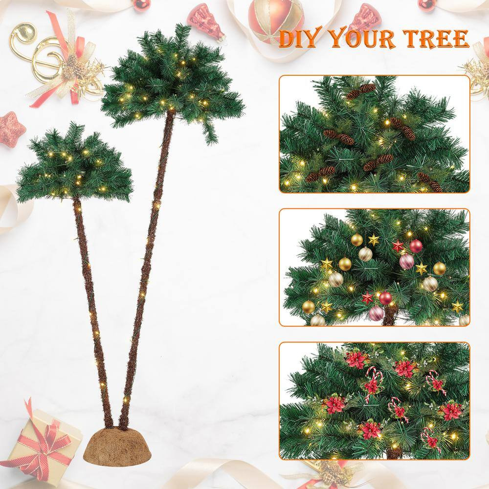 6 Ft. Artificial Lighted Palm Tree Pre-Lit Christmas Tree Lights Light up LED De