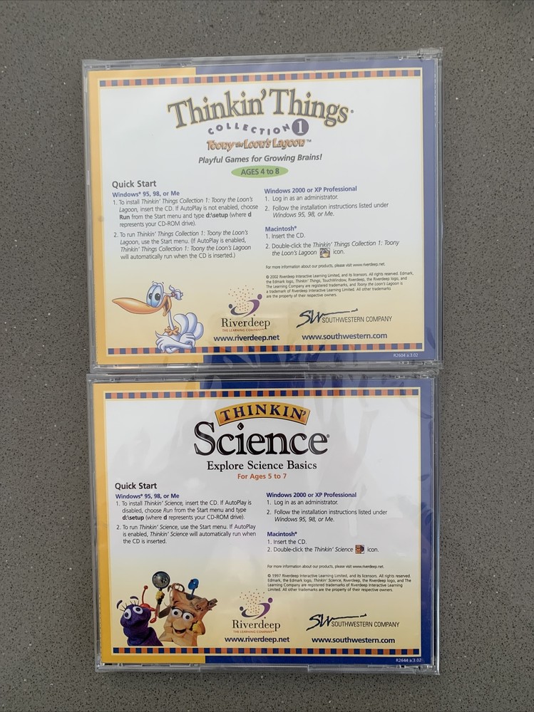 Edmark Thinkin’ CD ROM LOT 2 NEW THINGS COLLECTION 1 & Science