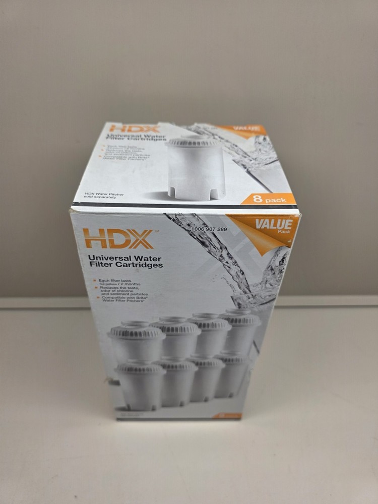 NEW HDX Water Pitcher Universal Replacment Water Filter Cartridges 8-Pack