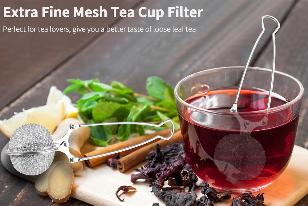 Snap Ball Tea Strainer, 3 Pack Stainless Steel Tea Infuser Filter with Handle...