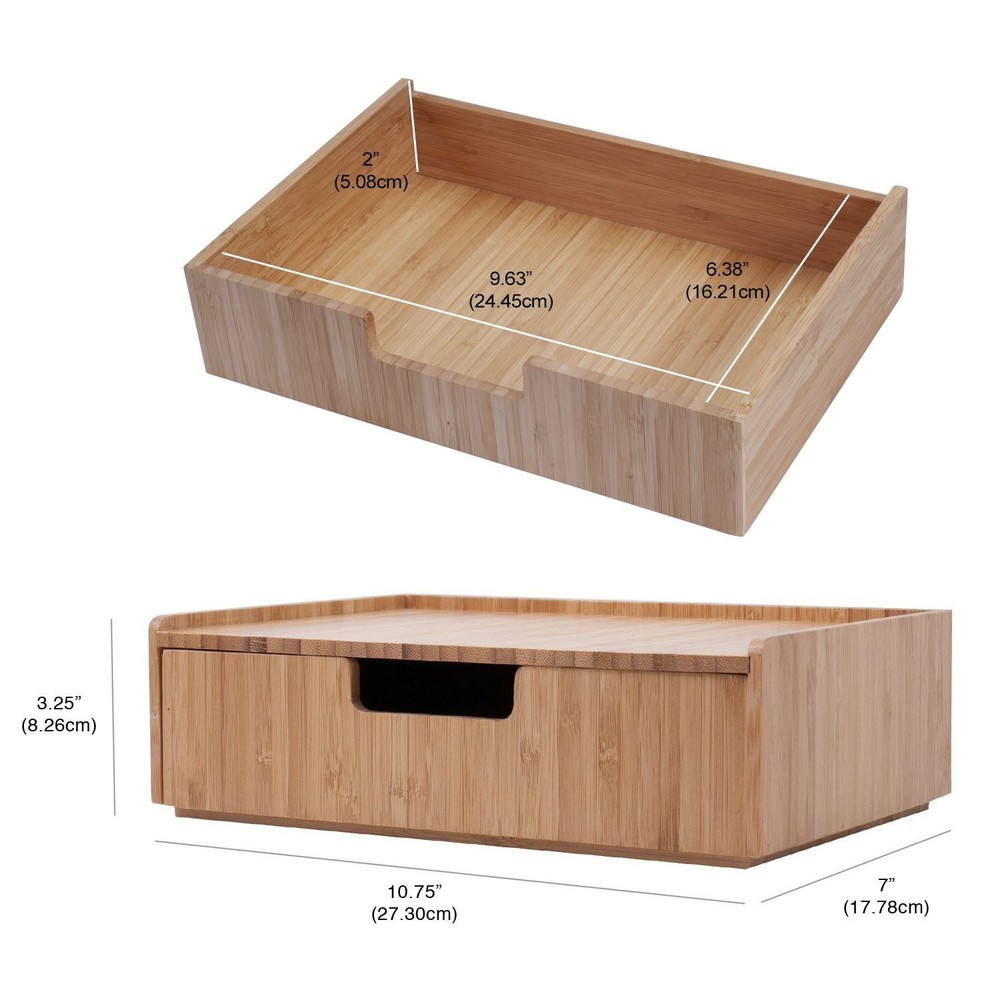 Bamboo Drawer, Stackable Storage Solution for office products pens, pencils, ...